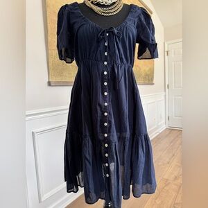 J.Crew Navy Swim Cover-up Dress with Button Detail